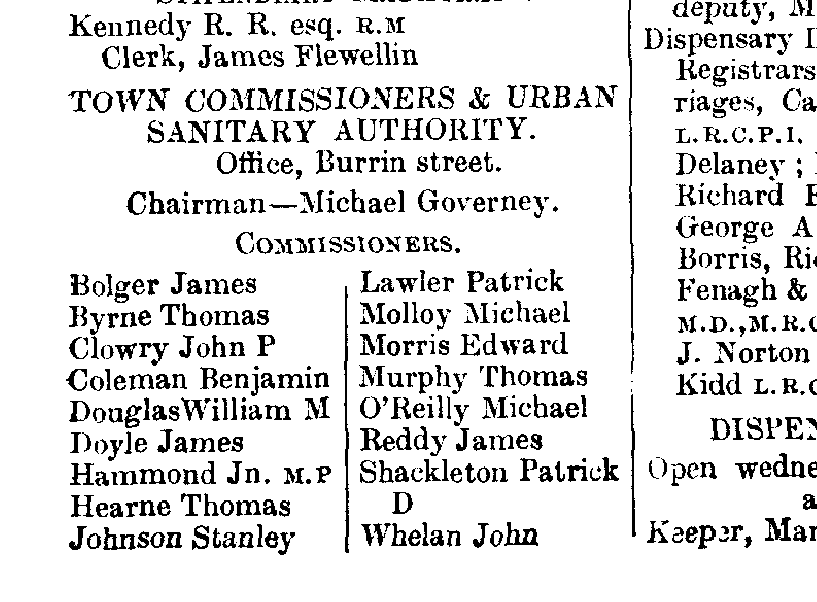 John Clowry, Commissioner of Town Commissioners & Urban Sanitary Authority